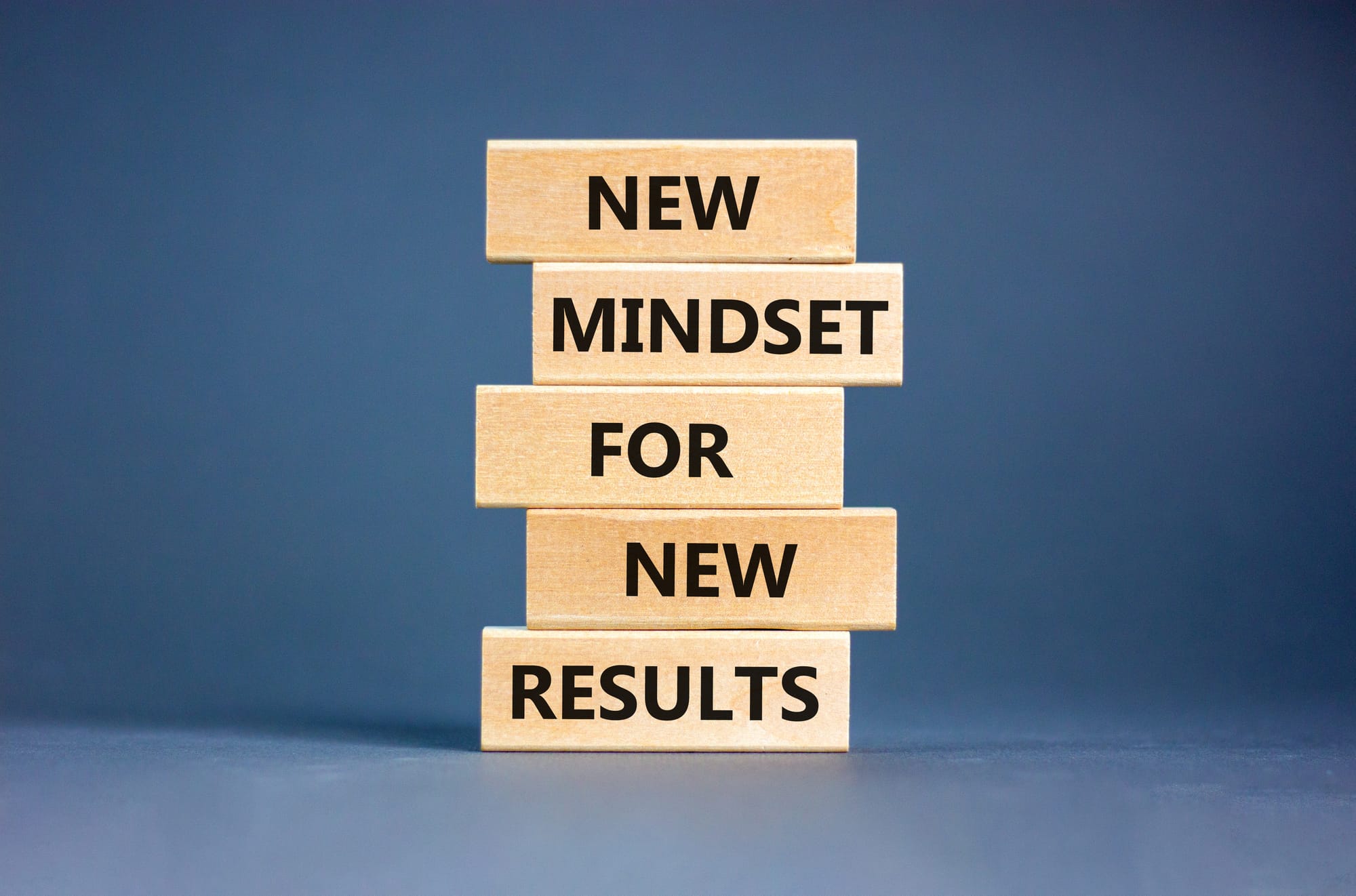 Letter blocks that read: new mindset for new results